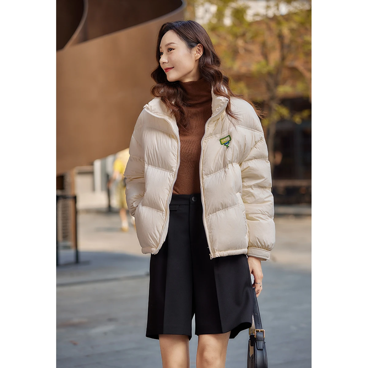 

VIMLY Women's Winter Down Jacket 2025 New Casual Zip Up Mock Neck Female Down Coat Duck Loose Feather Puffer Ladies Jacket 50620