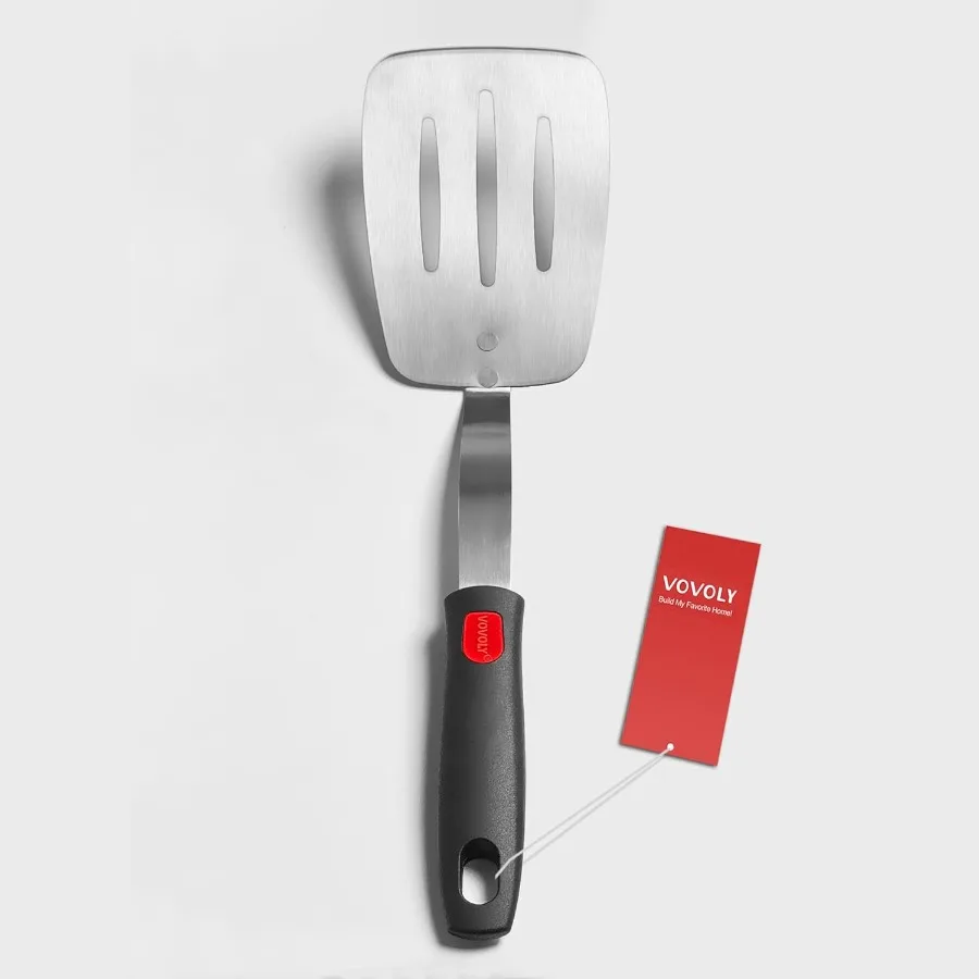 

Stainless Steel Spatula Turner Slotted Metal Spatula for en Use Heavy Duty Cooking Turner Wide Blade with Beveled Edge and Heat