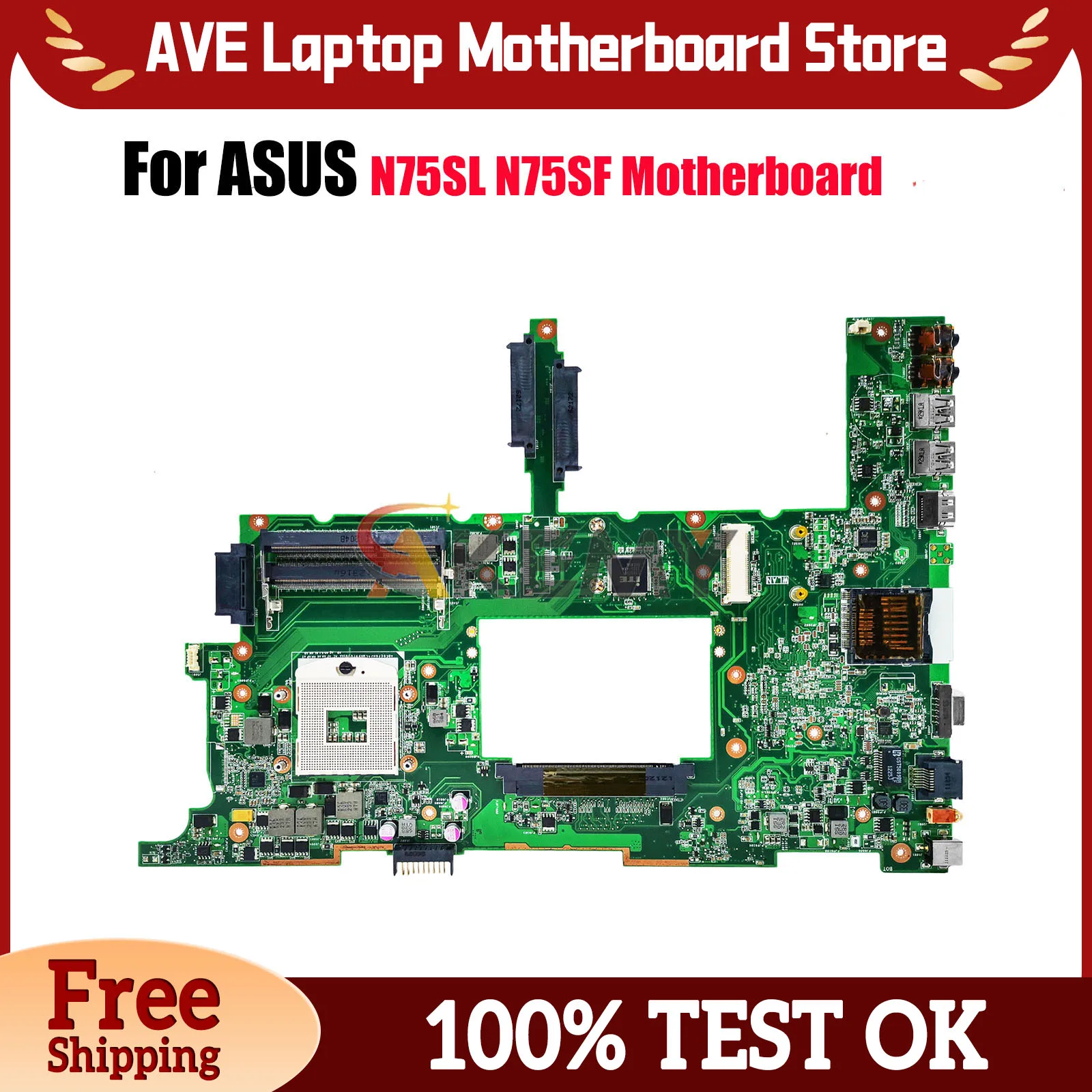 

N75SF Laptop Motherboard For ASUS Vivobook N75SF N75S N75SL Notebook Mainboard This item is in stock 100% tests OK fast shipping
