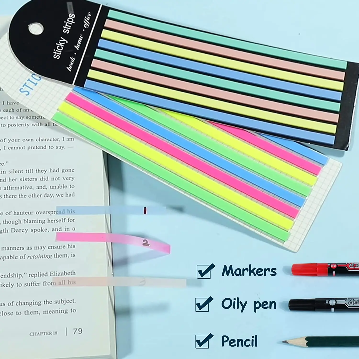 200 Sheets Sticky Notes Set with Ruler for Index Tabs Page Markers To Do List Planners School Office Stationery Supplies