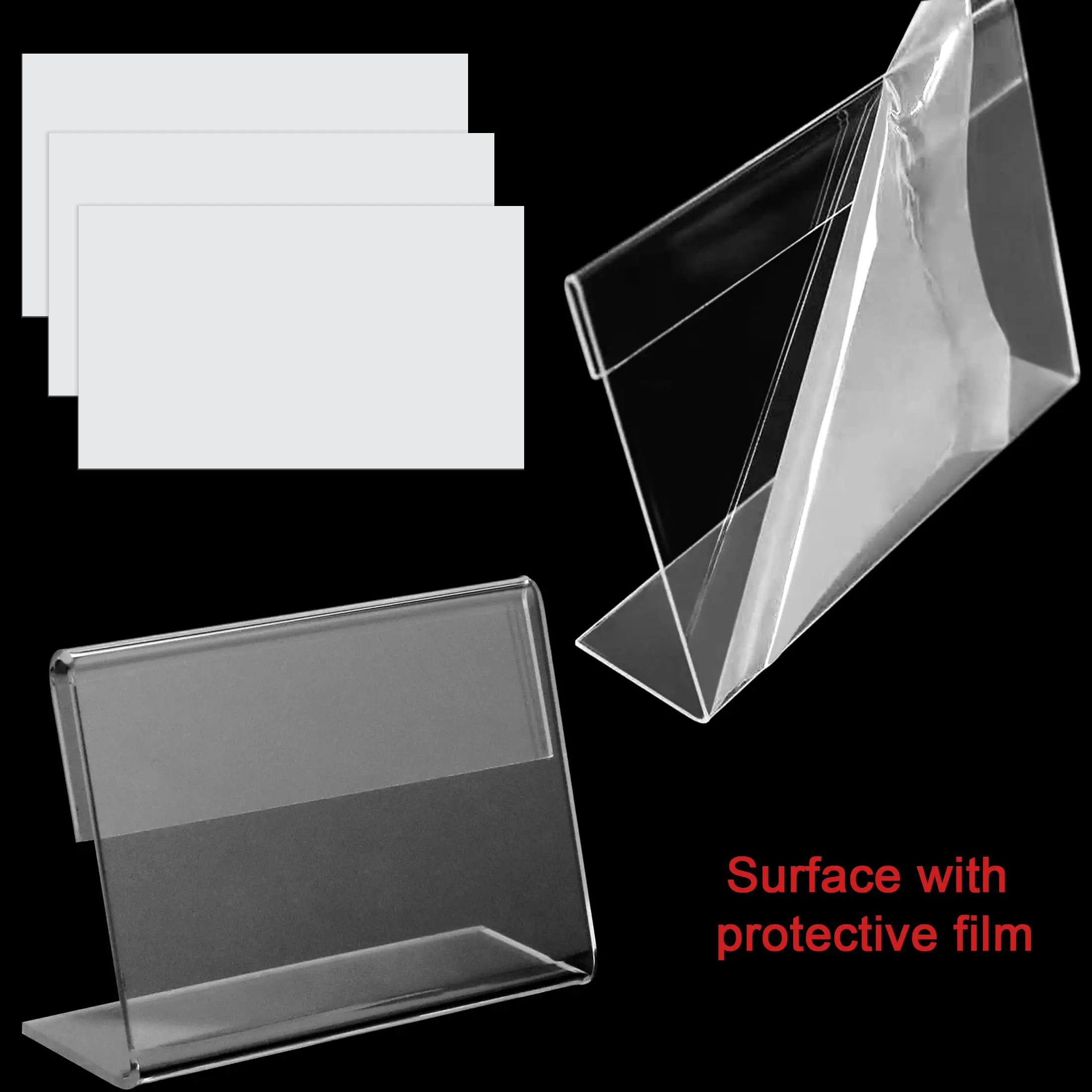 10 قطعة علامة الاكريليك عرض حامل مكافحة الأعلى تقف ملصق رفوف 9x6 سنتيمتر واضح بطاقة السعر علامة كليب البلاستيك رفوف التسمية الصغيرة