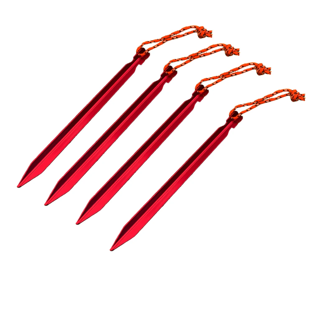 4/8/12 Stück 18cm Campingzelt-Heringe aus Aluminiumlegierung, Rote Runde Zeltheringe, Bodenanker für Outdoor-Zelte, Ausrüstungszubehör