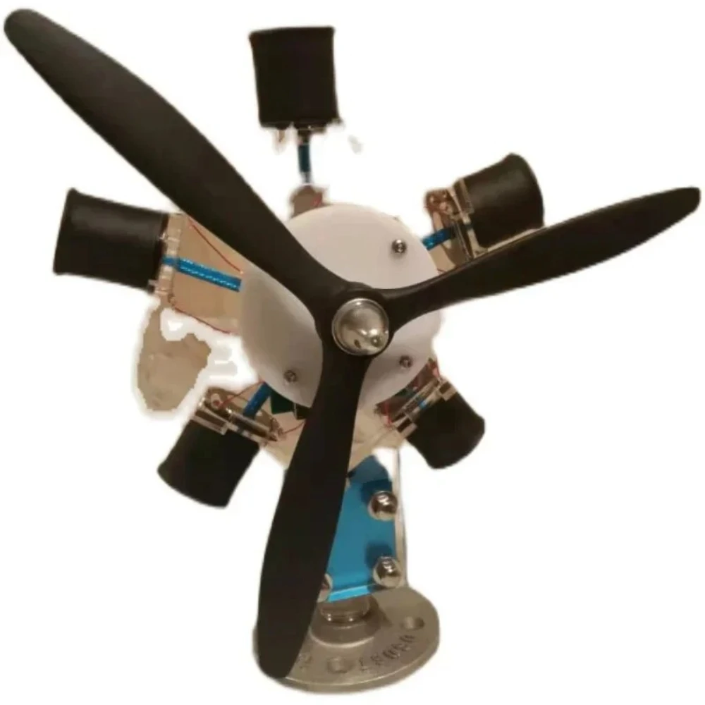 

5-cylinder Star Electromagnetic Engine Model Transparent Material High Viewing Children's Educational Science Mechanical Toy