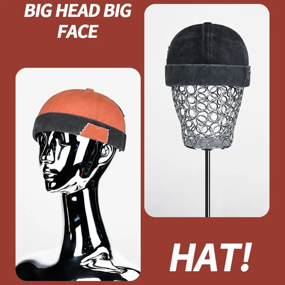 

Landlord Hat Cotton Washed Hole Cloth Patch Melon Hat Without Visor Dome Unisex Docker Sailor Biker Cap Outdoor Hip Hop Caps