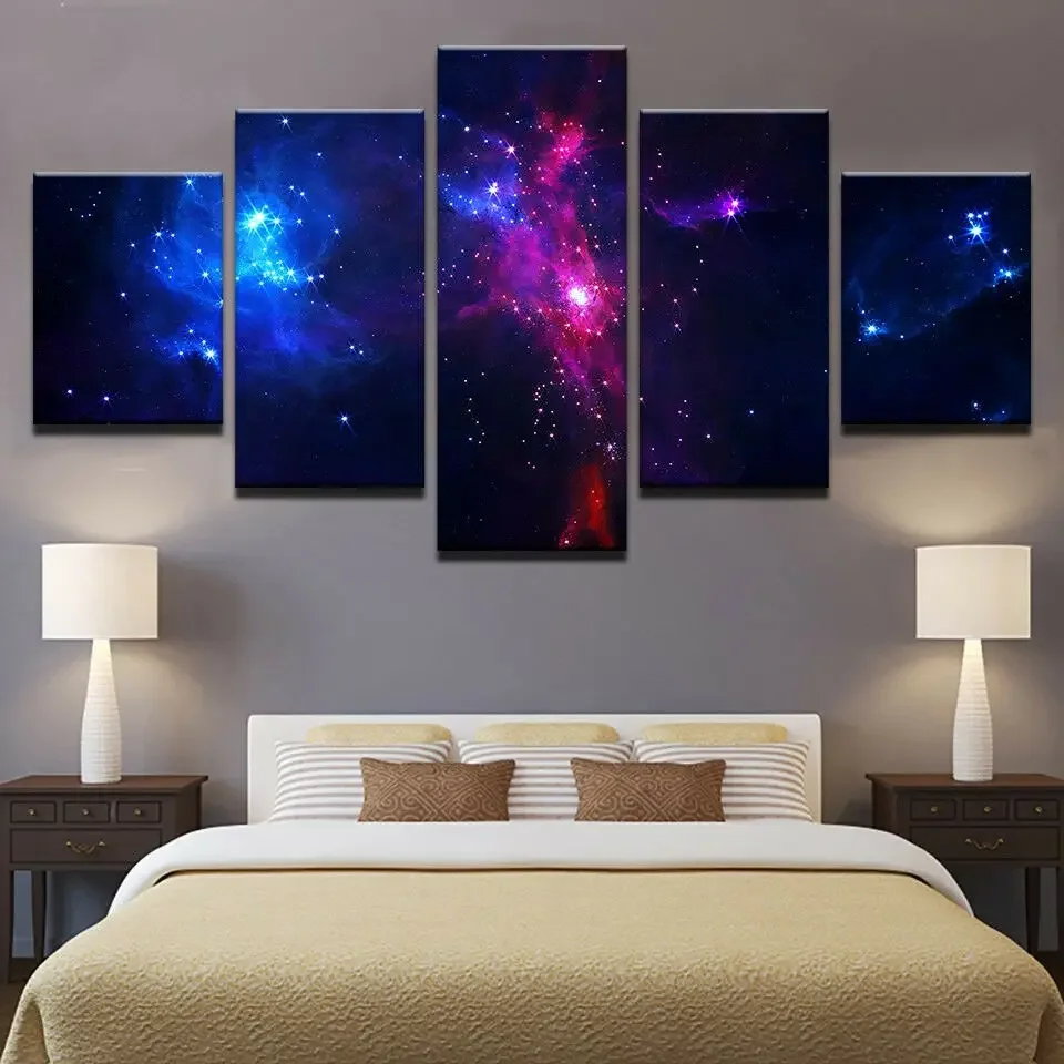 No Framed Canvas 5Pcs Star Universe Deep Outer Space Milky Way Galaxy Wall Art Posters Pictures Home Decor Paintings Decorations