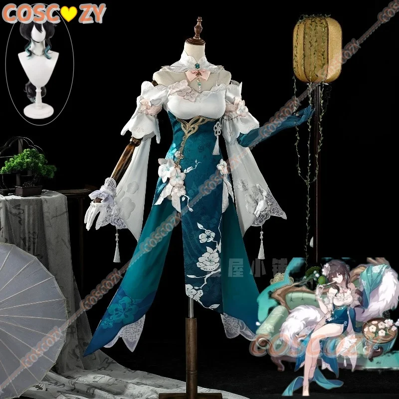 

Honkai Star Rail Ruan Mei Cosplay Costume Wig Plumblossom Letter Cheongsam Qipao Dress Headwear Accessories Women Carnival Party