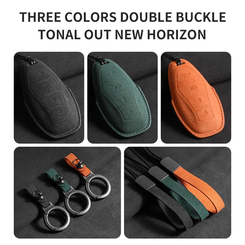 For Hongqi HS5 H5 H6 H9 EH7 HS7 H7 L5 HS3 L9 HQ9 Suede Car Smart Remote Key Case Protection Cover Key Shell Keychain Accessories