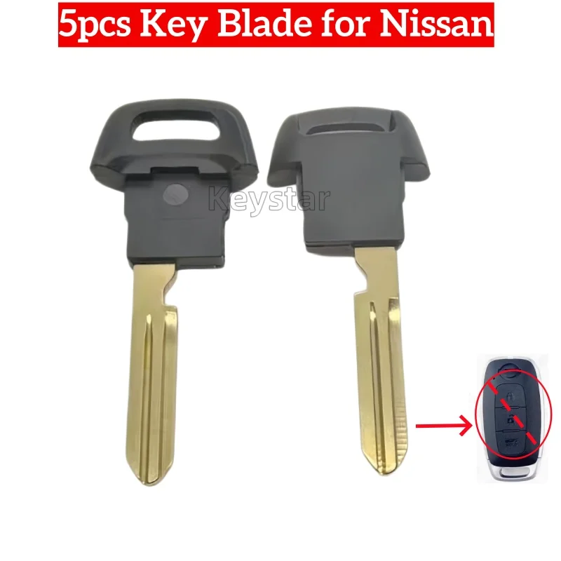 Keystar 5pcs NSN14 Smart Key Blank Keyless Fob Emergency Key Blade Plastic for Nissan Pathfinder Ariya Rogue Qashqai