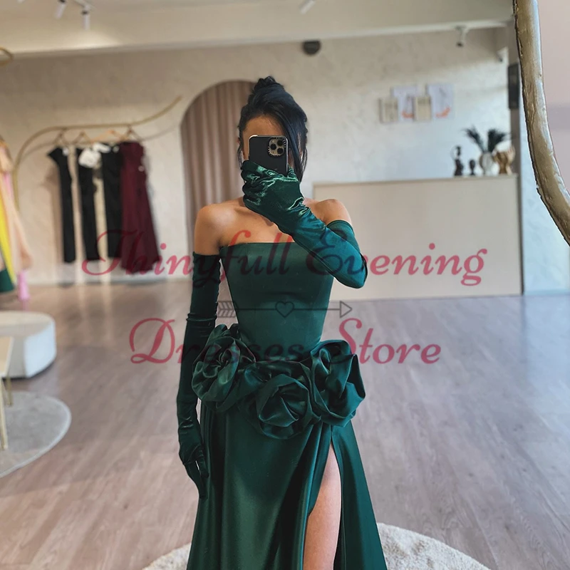 Thinyfull Women Prom Evening Dresses Strapless Floor Length Night Party Dress A-Line Floor Length Cocktail Gowns Saudi Arabia