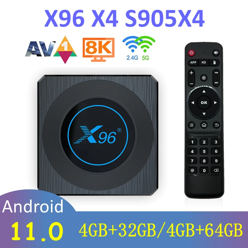 Nowy X96 X4 Smart TV z androidem 11 TV, pudełko procesor Amlogic S905X4 Set-Top Box 4GB 32gb 64gb podwójny WIFI 8K Internet telewizja odbiornik X96X4