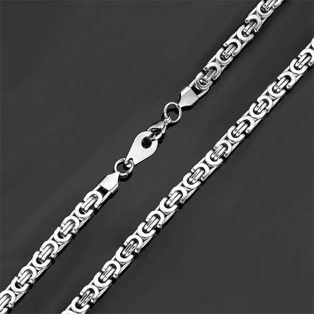 Punk Flat Byzantine Chain Necklace Wholesale 6mm Silver Color Stainless Steel Chains For Women Men Vintage Party Jewelry Gift