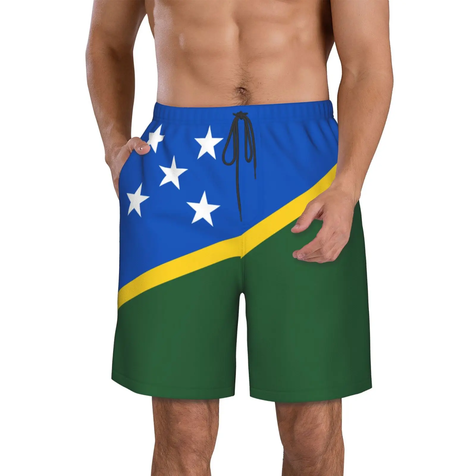 

Men's Solomon Islands Flag Fans Beach Pants Shorts Surfing M-2XL Polyester Swimwear Running