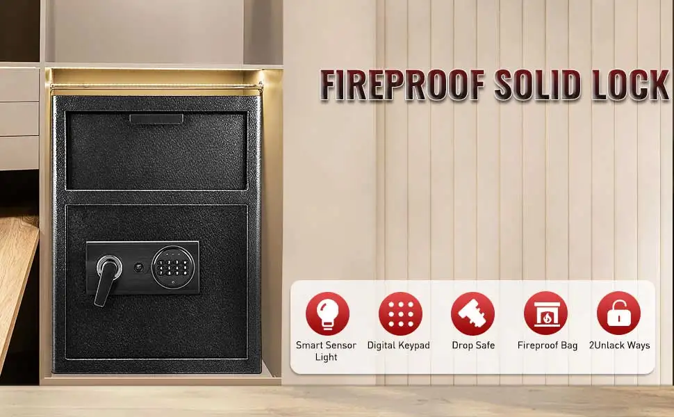 خصومات كبيرة Rengue 2.6 الكفة آمنة مقاومة للحريق مقاوم للماء صندوق مضاد للسرقة فتحة قطرة قفل كومبو 2 مفاتيح للمنزل والمكتب النقدية Docs #6