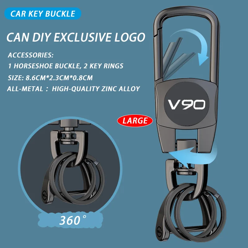 

For Volvo V90 Styling R Design Cc Spoiler Trim Key Shell Accessories Car Keychain Horseshoe Buckle Key Ring Key Case Key Cover