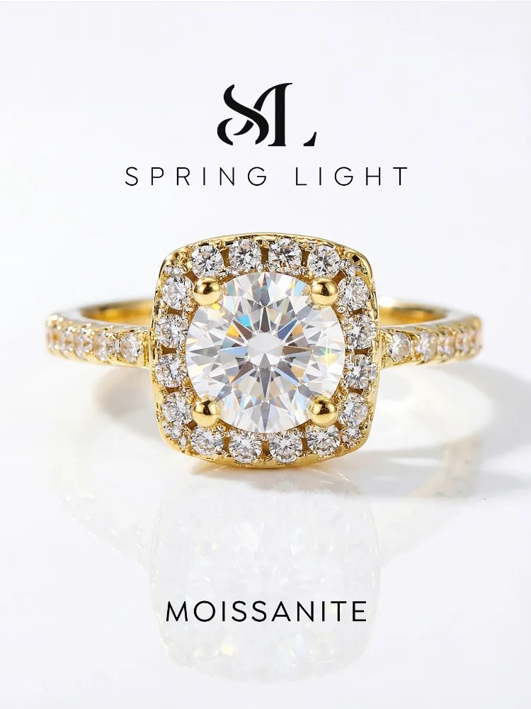 Klassische 0,5-1CT Modische Quadratische Echte Moissanit-Diamant-Verlobungsringe für Frauen 925 Sterling Silber Hochzeitsschmuck