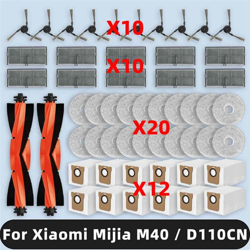 

B50C For Xiaomi Mijia Omni M40 / D110CN Spare Parts Dust Bag Mop Cloth Main Side Brush Hepa Filter Accessories