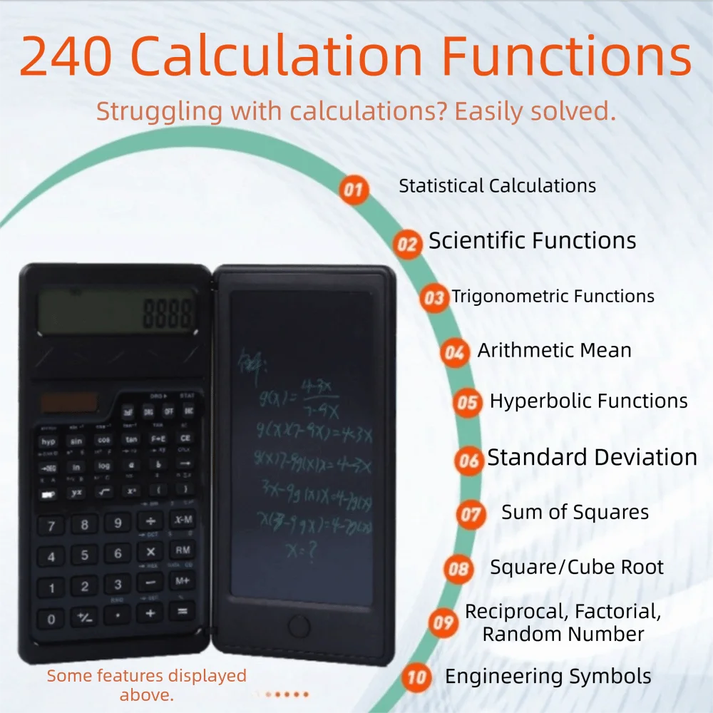 LCD Screen Scientific Calculator 2 in 1 Solar Energy Foldable Calculator Foldable Design 12 Digits Display