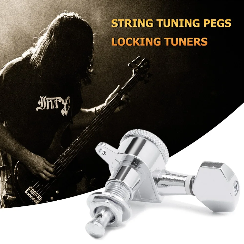 6 stks Rechts Vergrendeling Gitaar String Tuning, machine heads, zwart overbrengingsverhouding voor 6R inline, voor akoestische gitaar accessoires
