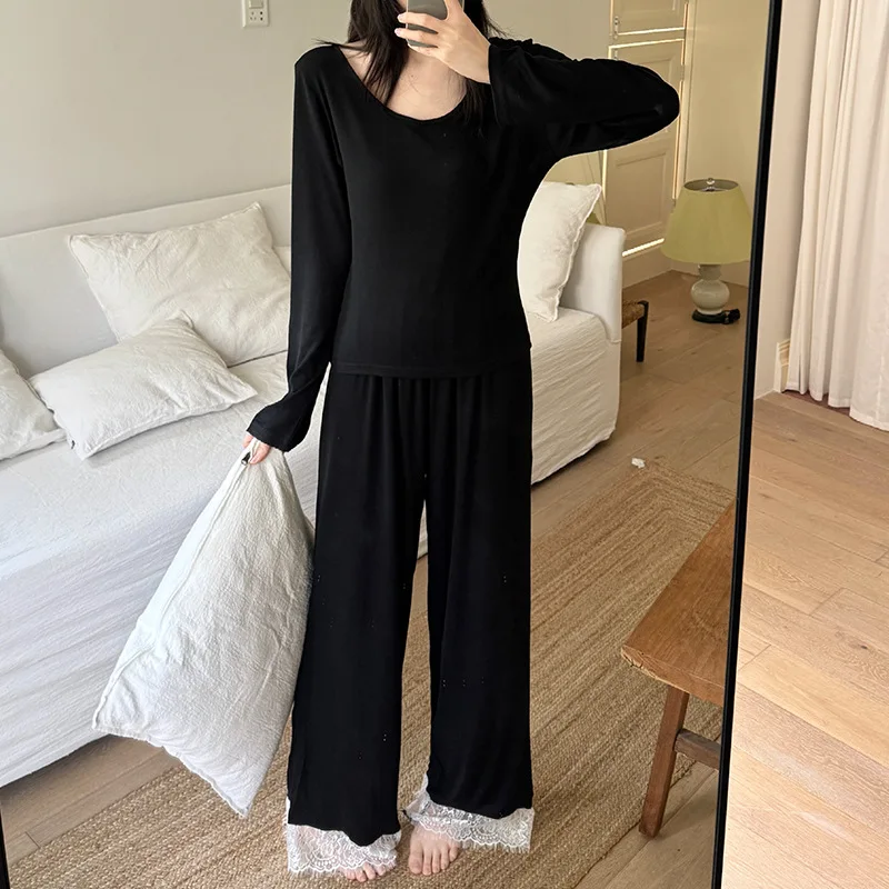 الراحة مشروط منامة مجموعة امرأة السراويل مجموعات جديد الخريف الشتاء ضئيلة أعلى الخريف الشتاء أسفل ارتداء بيجامة المرأة ملابس المنزل