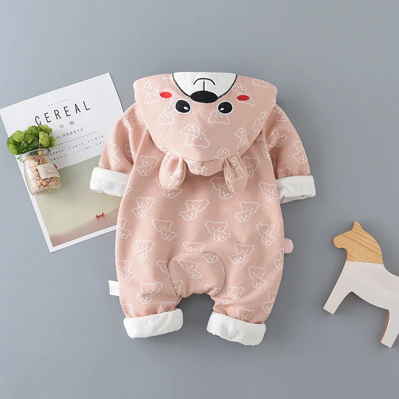 Ircomll Infant Baby Rompers Cotton Padded Thicken Newborn Boys Girls Clothes Unisex kid Jumpsuits Autumn Cartoon Bear Toddler