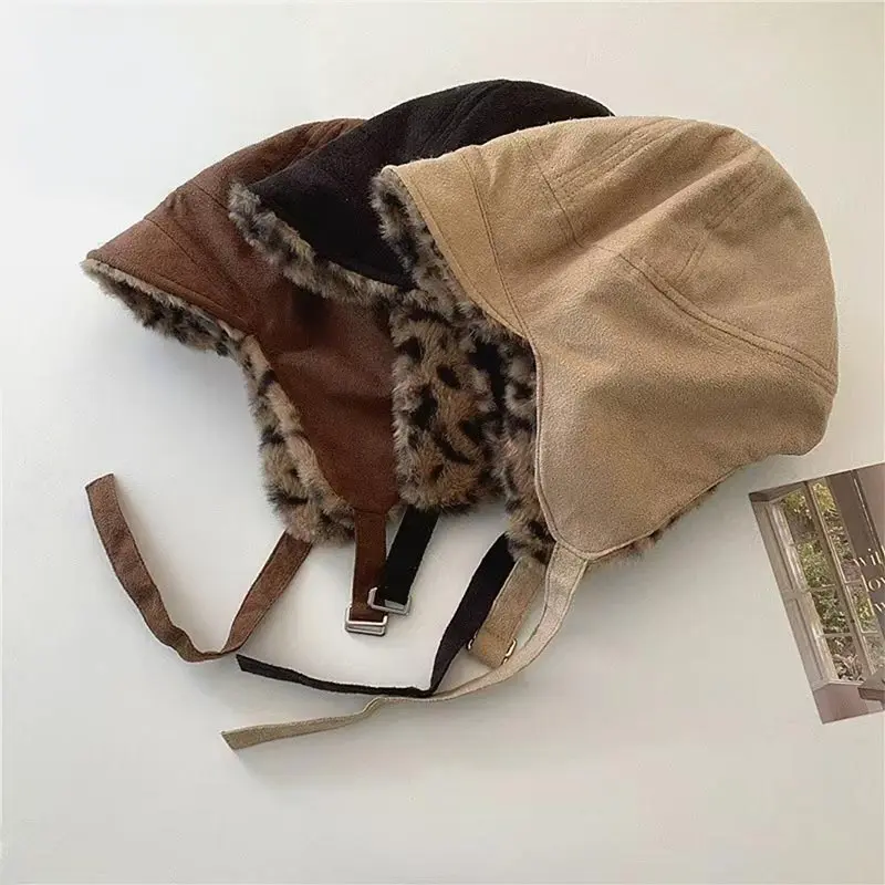 Retro Earmuffs Cap Women Imitation Mink Fur Double-sided Wearable Windproof Ski Hats Warm Ear Protection Bomber Hats 3 Colors