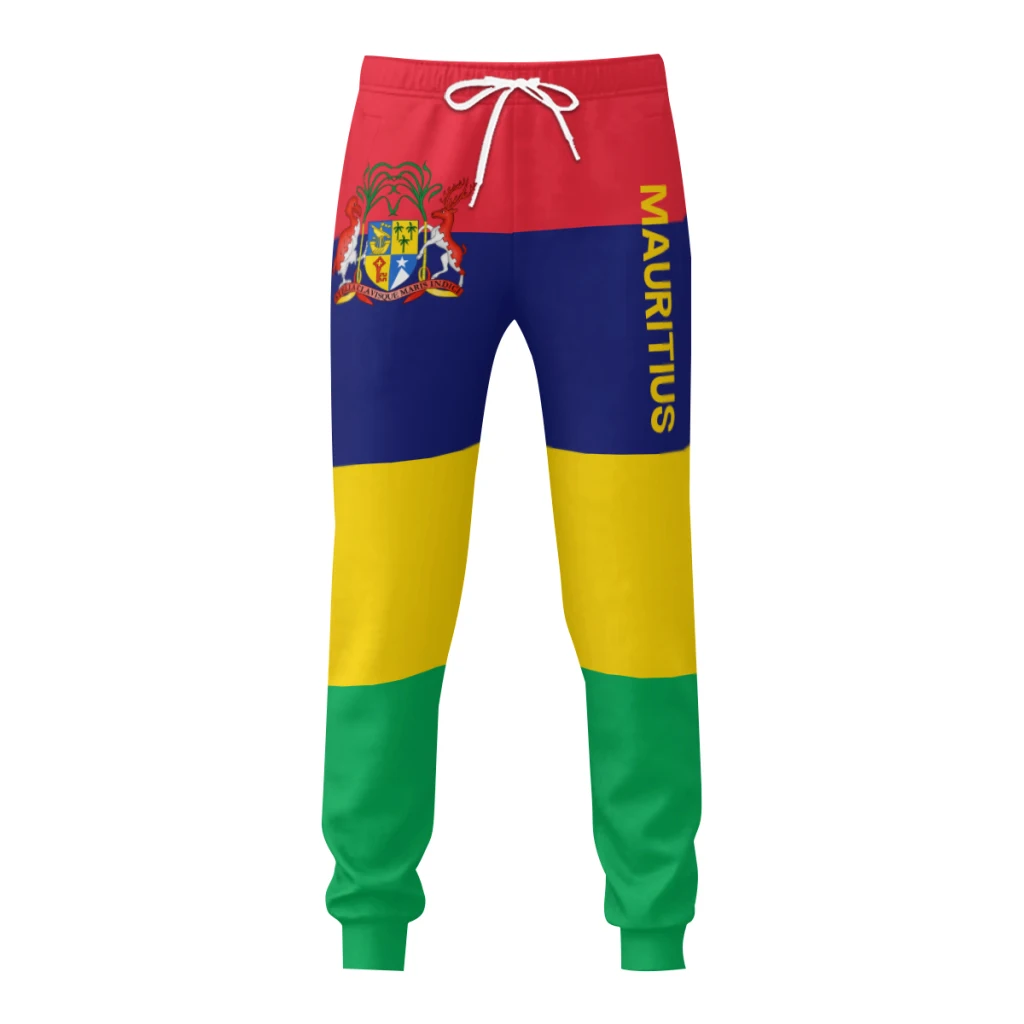 Mens Sweatpants Emblem Mauritius Flag Pants with Pockets Joggers Soccer Football Multifunction Sports Sweat With Drawstring
