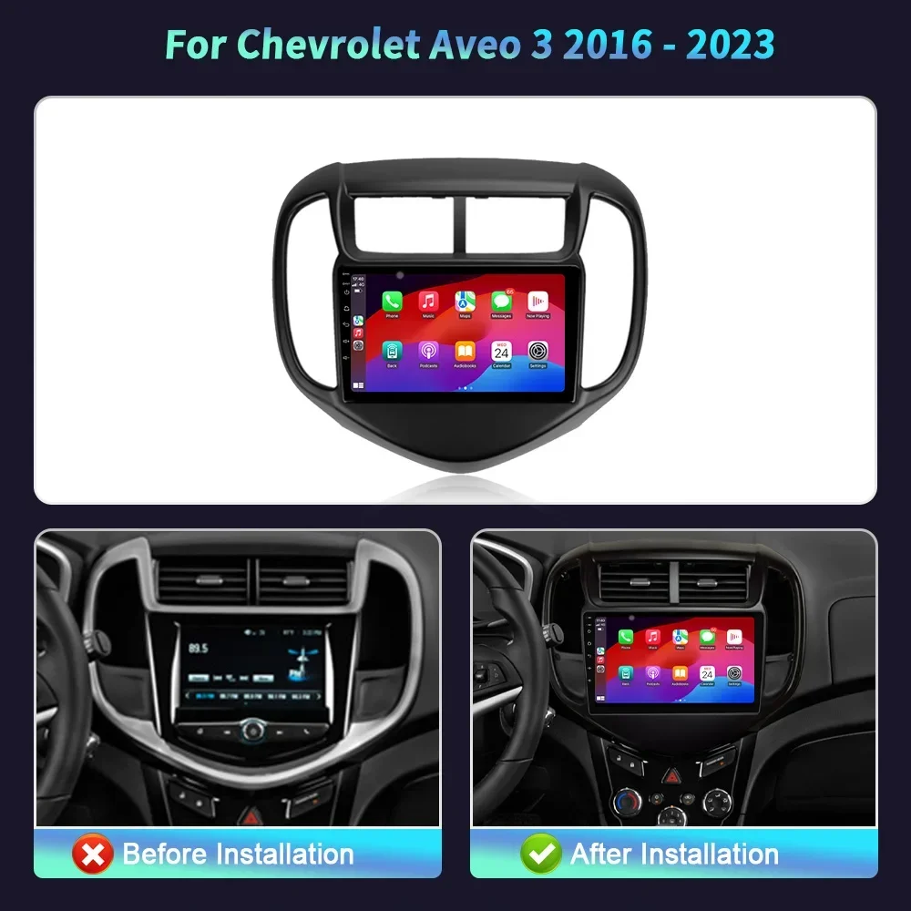 Android 14 For Chevrolet Aveo 3 2016-2023 4G GPS Navigation Car Radio Multimedia Wireless Bluetooth Carplay Touch Screen Stereo