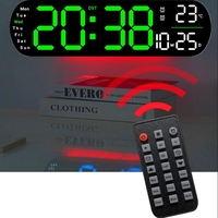 USB LED Digital Wall Clock with Mood Light Remote Control Large DST Temp Display Table Alarm Clock Watch for Living Room Bedroom