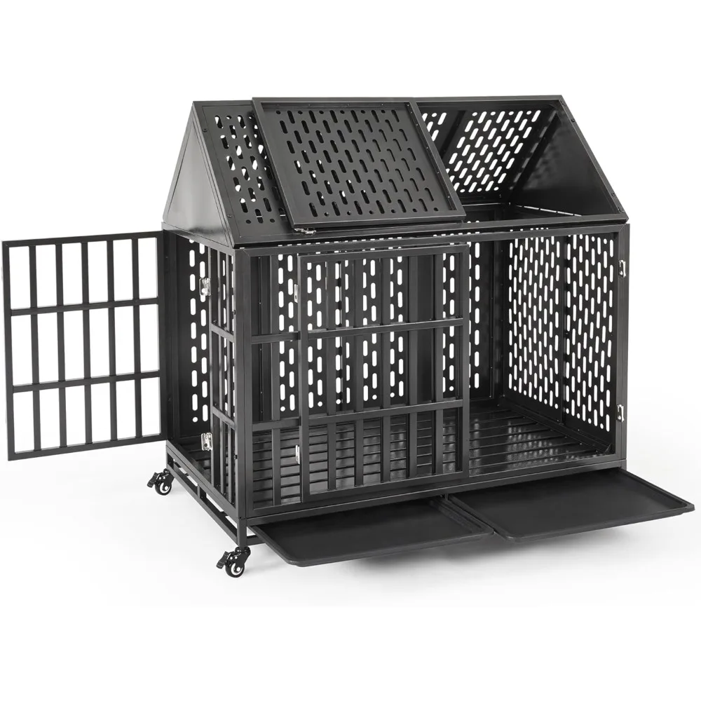 

Kennels, Heavy Duty Dog Crate for High Anxiety Dogs, 46 Inch Indestructible Large Indoor, Kennels