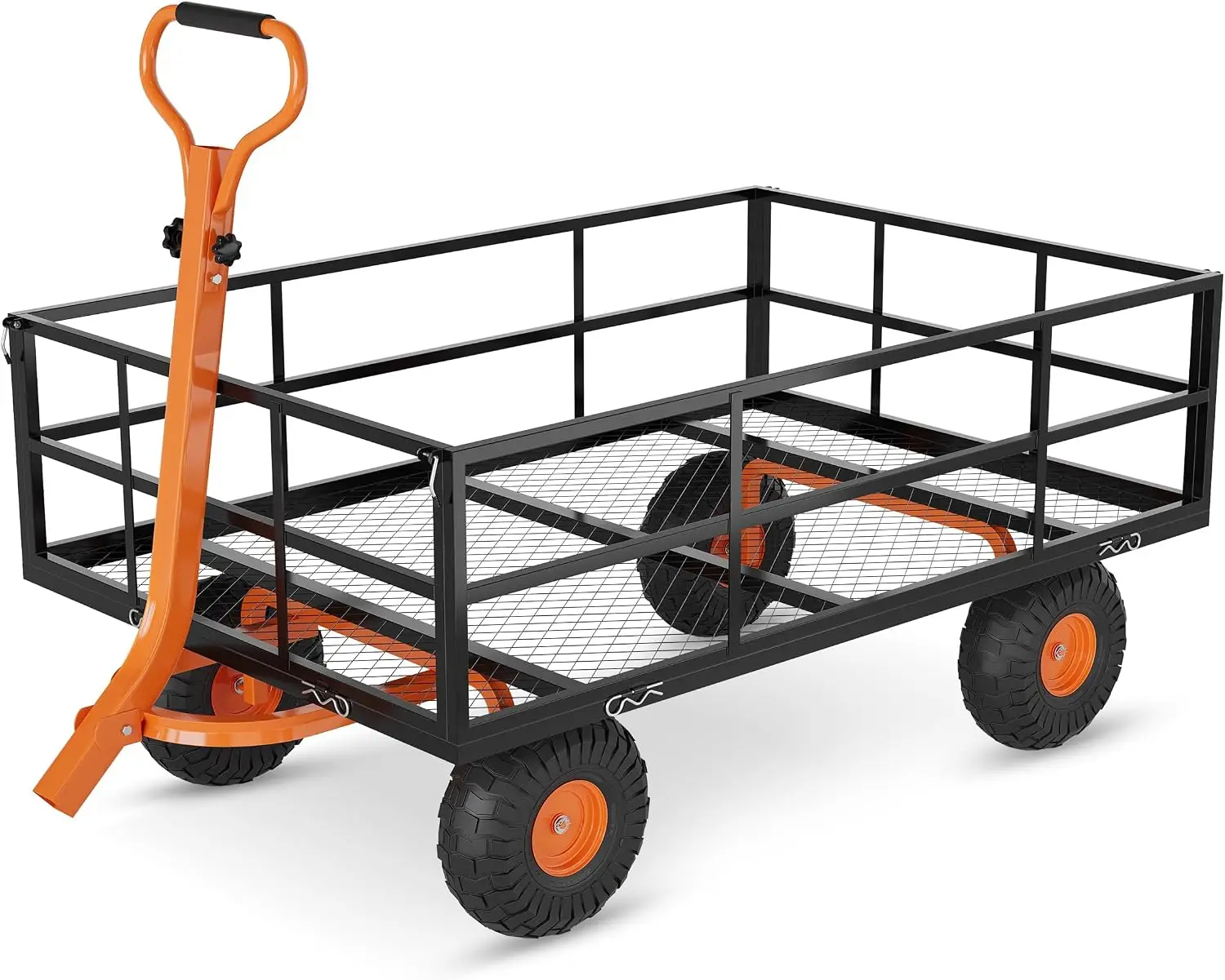 Heavy-Duty Steel 3-in-1 Garden Cart & Yard Wagon, 1200 LBS Capacity, 13-Inch Air Tires