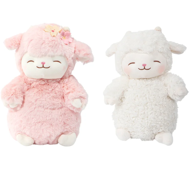 Kawaii Sweet White Sheep Lam Hold Tulip Flower Plush Doll Soft Stuffed Lamb With Tulip Plushie Toy Cute Gift For Kid Birthday