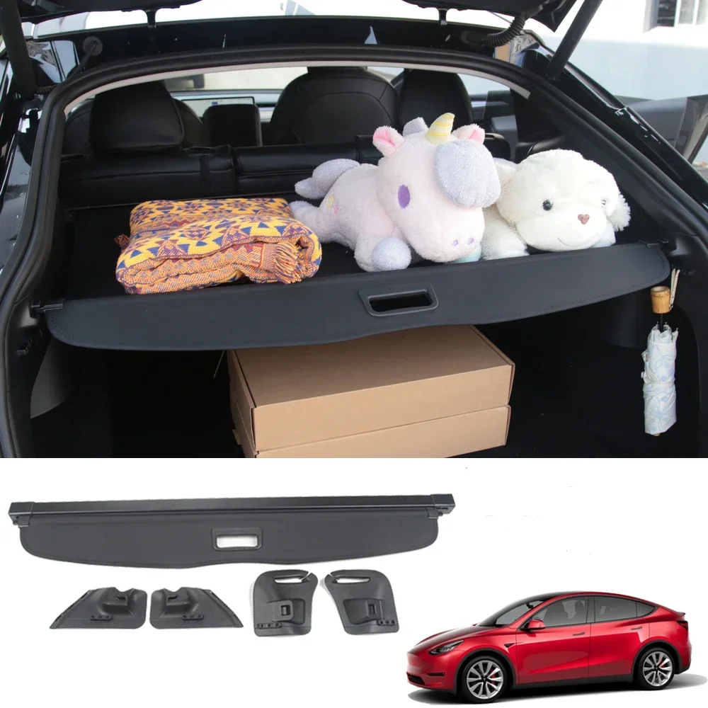 Trunk Cargo Cover Curtain for Tesla Model Y Rear Luggage Carrier Retractable Partition Baffle Plate Storage Modified 2020-2023