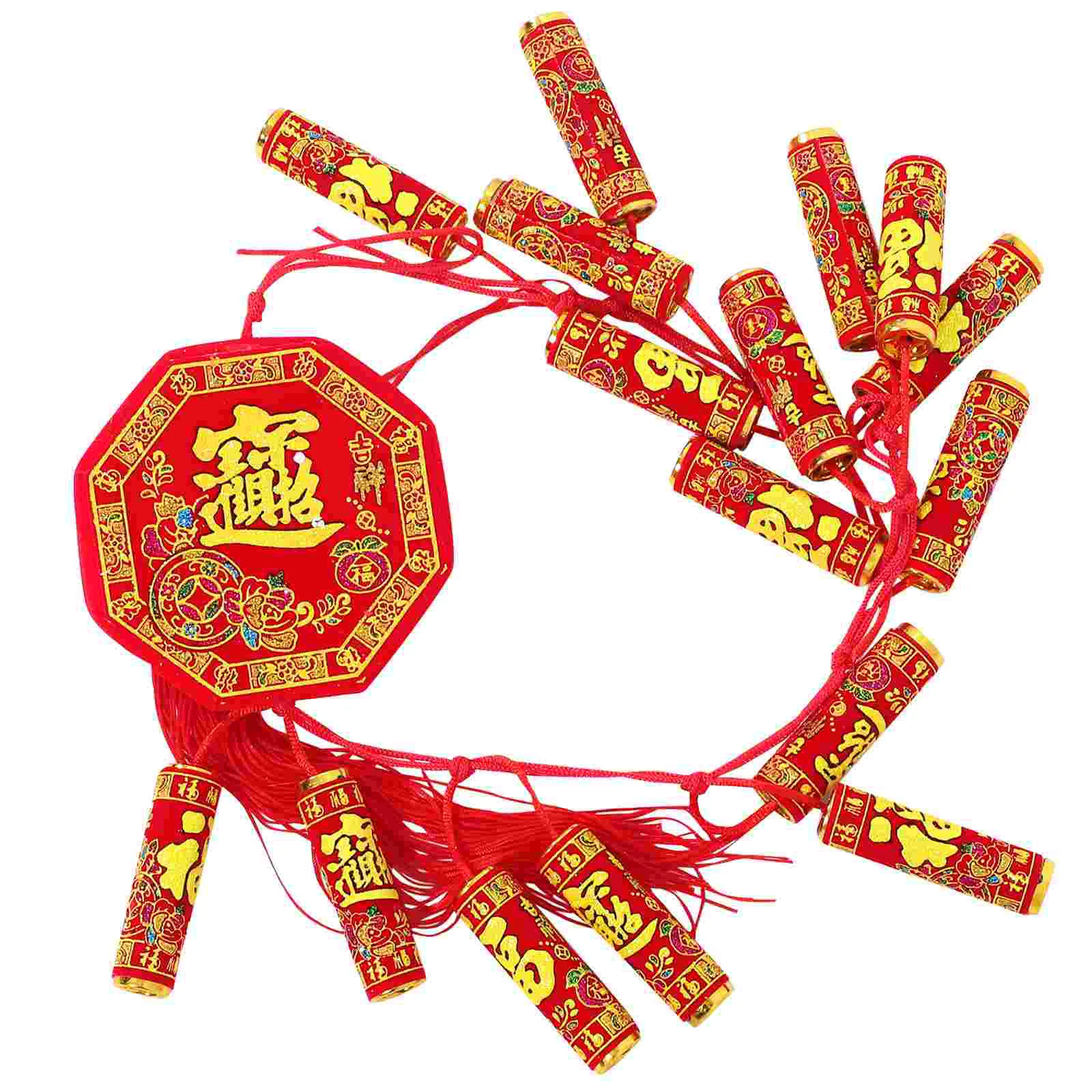 

Chinese New Year Hanging Decoration LED Decor Spring Festival Firecrackers Red Peppers String Artistic Metal Sign For Festive