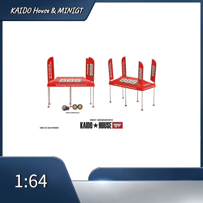 KAIDO House & MINIGT 1:64 BBS Tent V2 Tent - Comes with 4 wheels (KHMG307). It's a boys' toy, model car accessory.