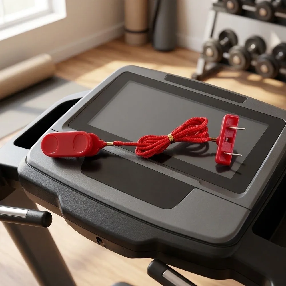 Treadmill Safety Key Rectangular Double Insert 40x12.5mm Red Stop Switch With Pull Cord And Clip For Running Machine Cardio Part