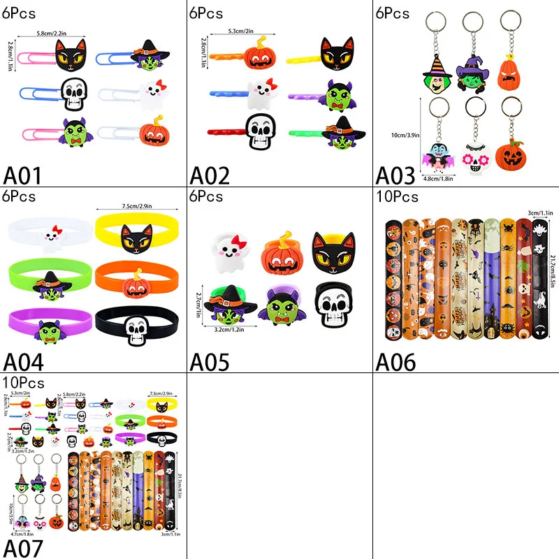 Halloween Party Kids Favors Toy Gift Jewelry Ring Bracelet Wristband Skull Pumpkin Bat Halloween Decorations Supplies