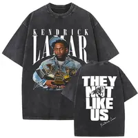 Camiseta Vintage de rapero limitado Kendrick Lamar, They Not Like Us lavados, camiseta de verano para hombres y mujeres, camiseta de calle de gran tamaño con cuello redondo de Hip Hop