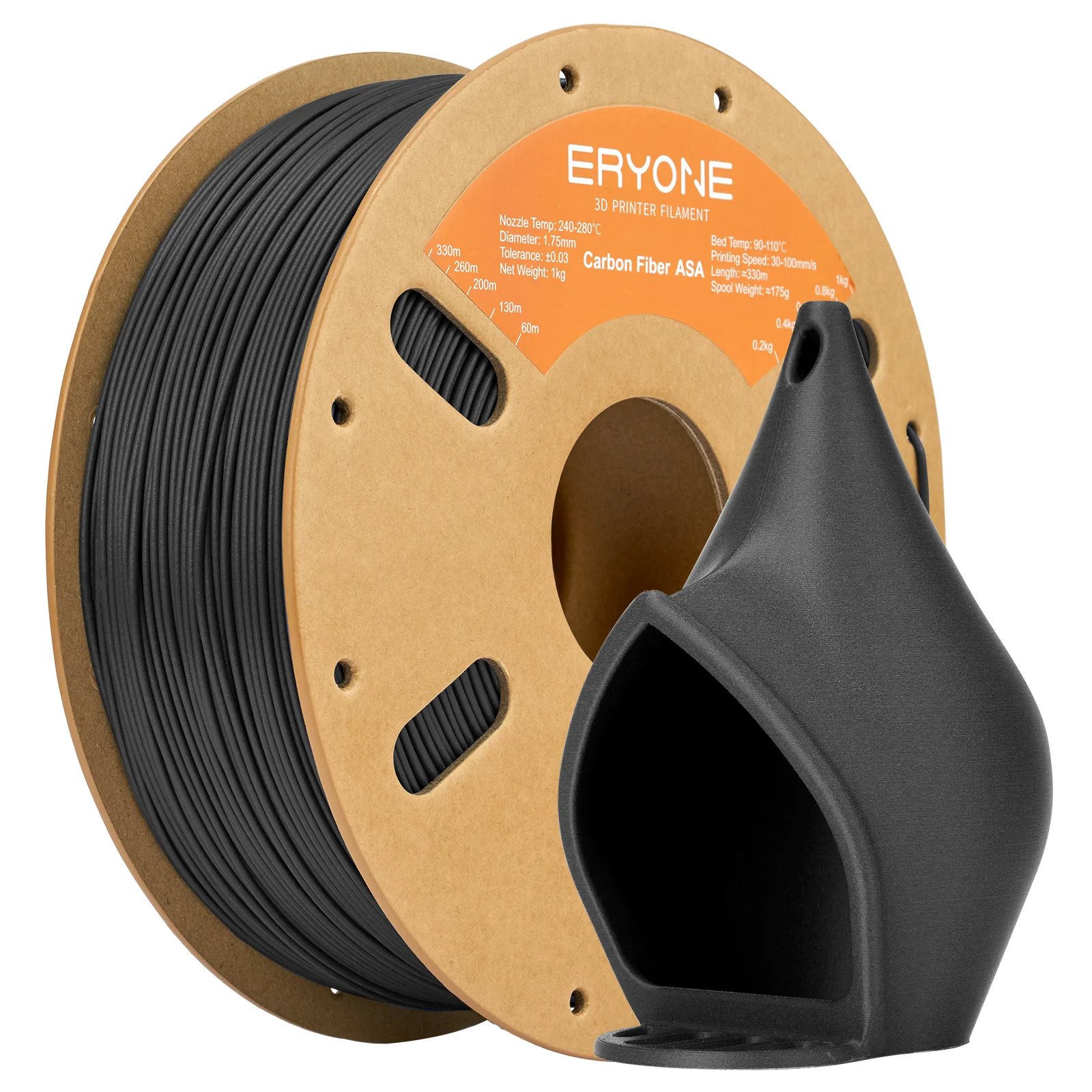 ERYONE 1KG ASA Faserverstärktes Filament 1,75mm, Carbon- & Glasfaser 3D-Drucker Filament, Hohe Steifigkeit, 1kg Spule