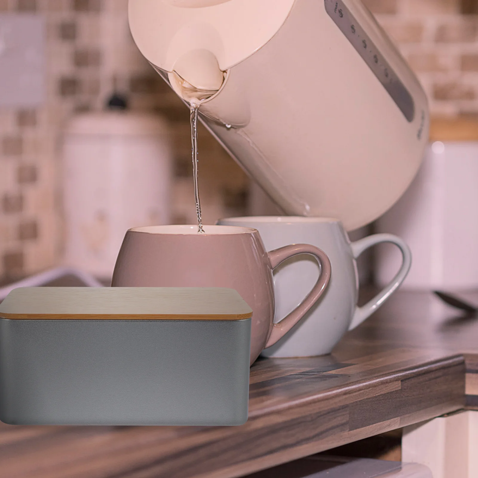 

1Pcs Elegant Square Metal Storage Tin with Bamboo Lid Ideal for Tea Coffee Snacks Dry Foods Gift Packaging Craft