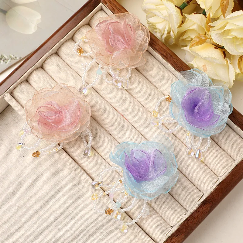 

10 шт., двухцветная сетчатая наклейка с цветочной тканью, нашивка, сделай сам, зажим для головы, веревка, головные уборы, аксессуары для платья, нашивки для одежды