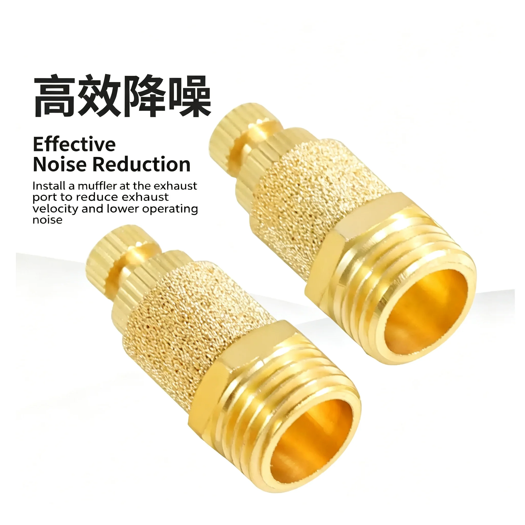 10P/50PCS Pneumatic Brass Exhaust Muffler Filter Copper Noise Reduction Accessories for Air Tools M5 1/8' 1/4' 3/8' 1/2' 1/8'