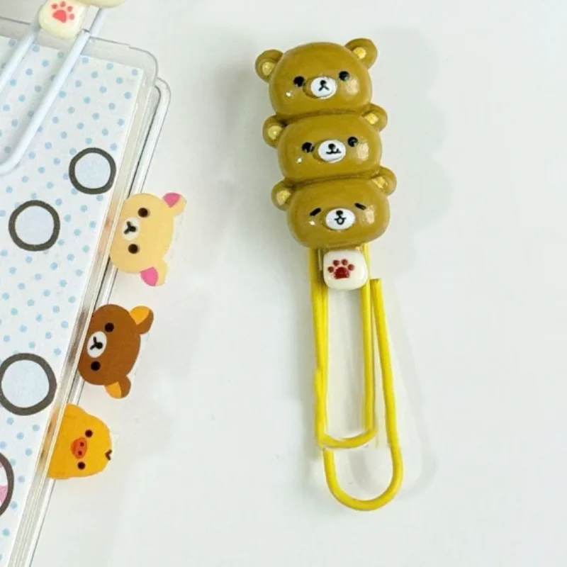 مشبك ورق فحص الرسوم المتحركة للطلاب من Rilakkuma Binder، وثيقة مكتبية، إشارة مرجعية ثابتة، ديكور قرطاسية الإبداع #2