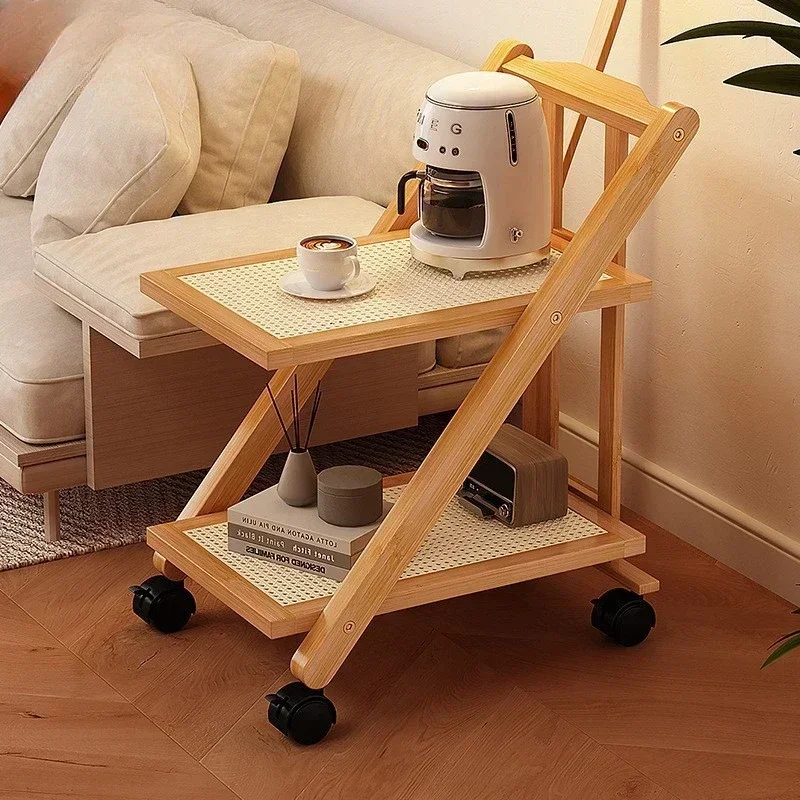 

Household Goods Shelf Floor-to-ceiling Mobile Trolley Multi-layer Storage Frame Household Bedroom Bedside Frame Sofa Side Few