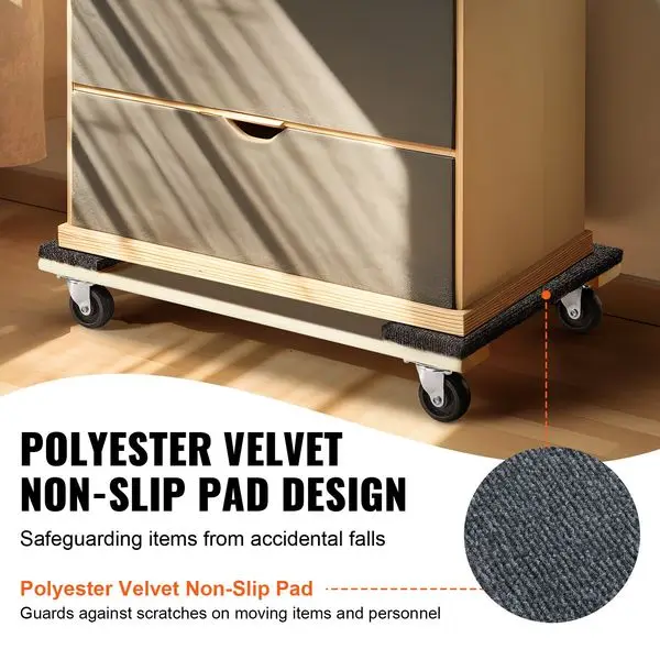 VEVOR Dolly per mobili, capacità di carico di 1.000 libbre, rotelle girevoli in PP da 18' x 30', 4 x 3', carrello mobile per mobili in legno duro resistente,