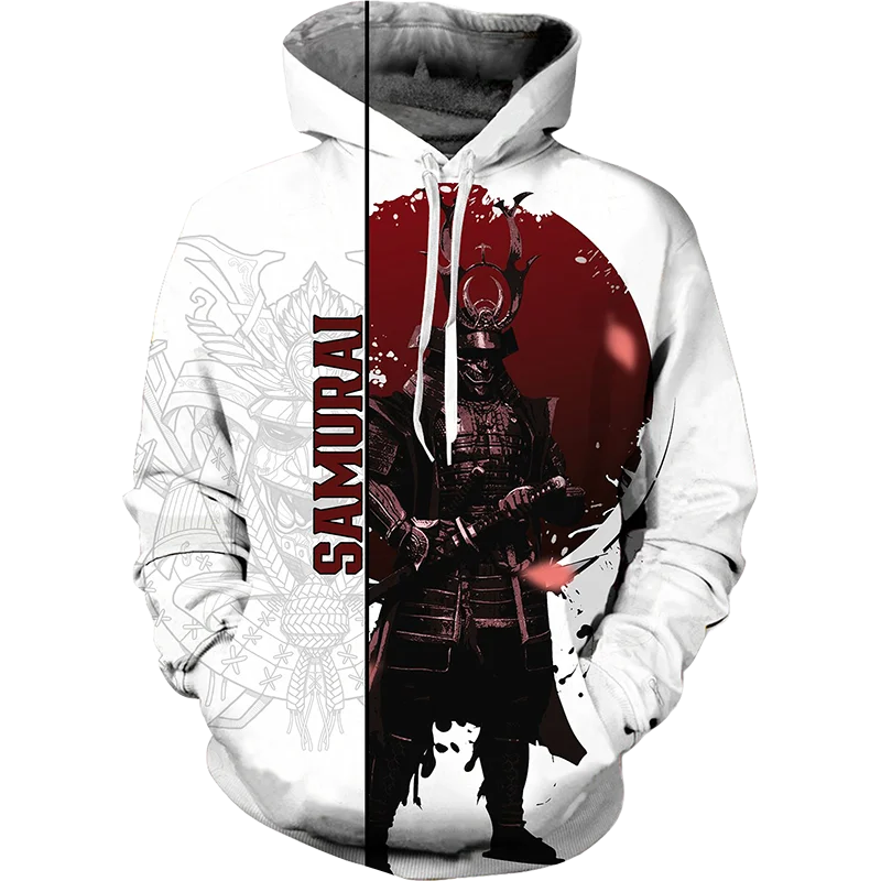 2024 Anime Samurai Culture Fashion Men's Hoodie 3D Print Long-sleeved Drawstring Sweatshirt Black Autumn And Winter Japanese