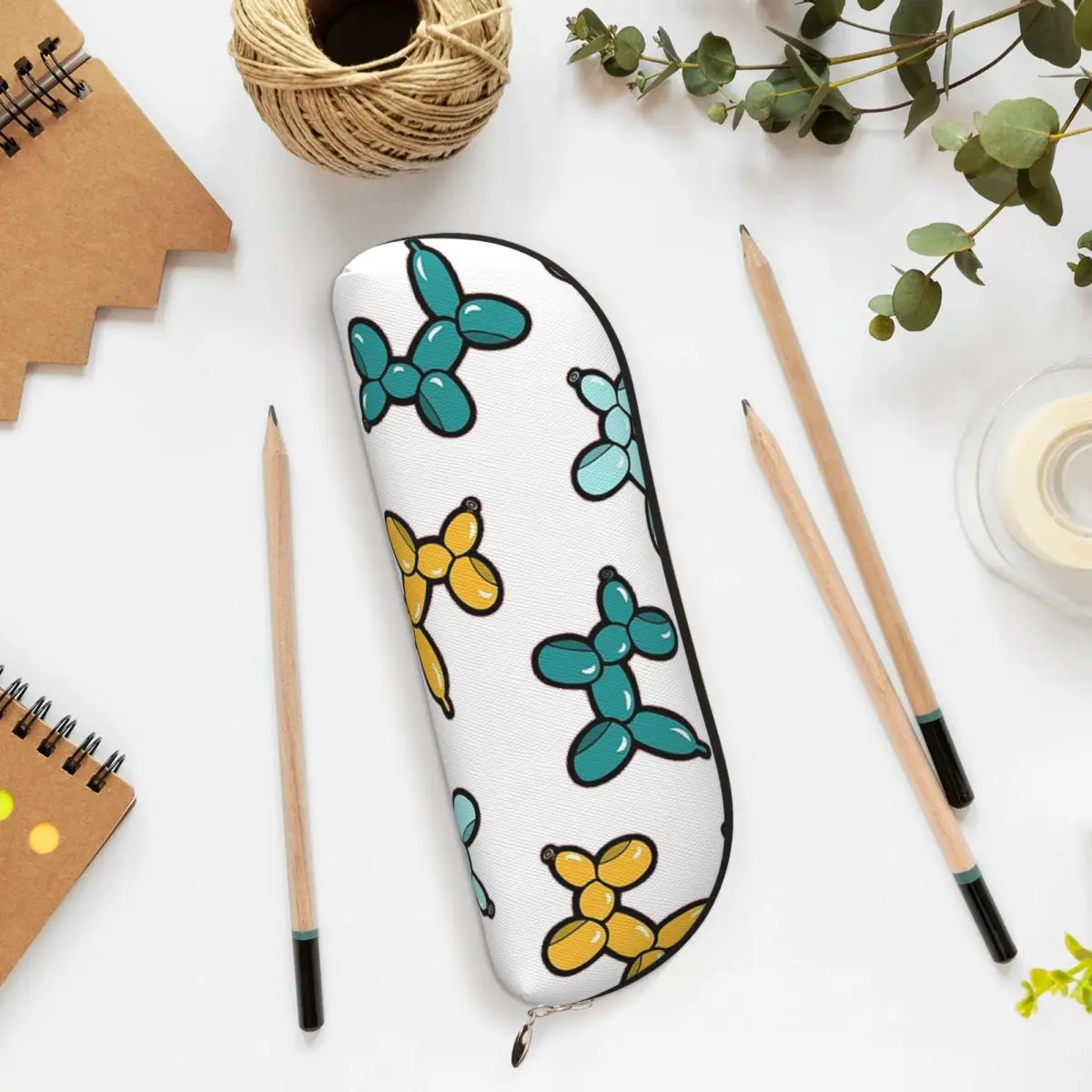 بالون الحيوان الكلاب نمط في مقلمة حمراء حامل قلم تخزين لوازم مكتبية صندوق القلم حقيبة أقلام رصاص لهدايا الأطفال