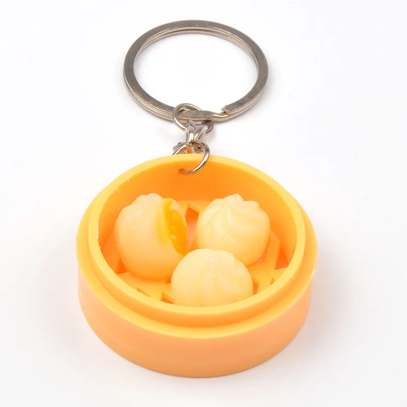 dumpling keychain Cartoon Simulated Boiled Dumplings Model Geometric Keychain for Women Girls Food Series Bag Accessories Key