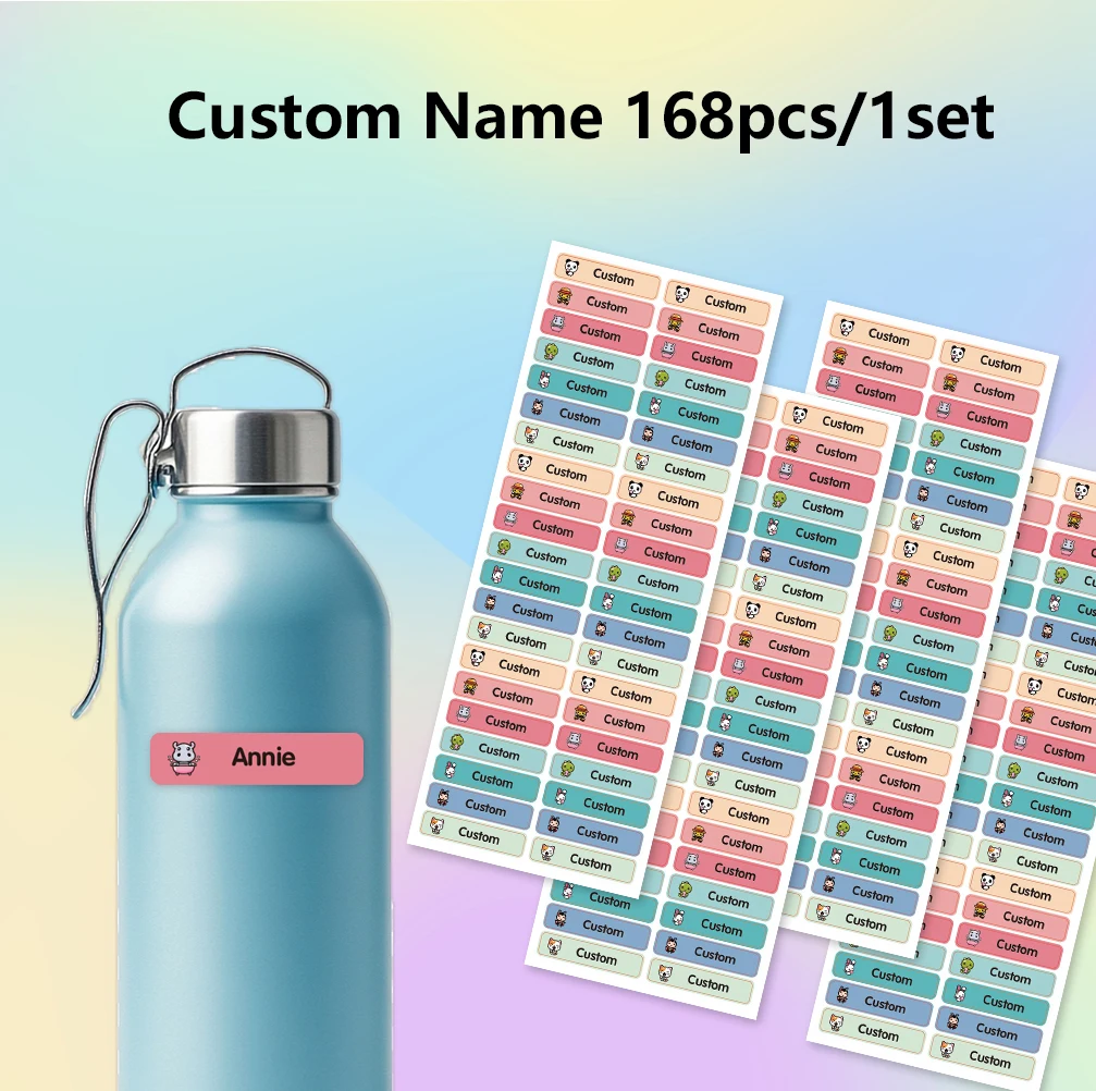 

42/84/126/168 шт. Наклейки с прозрачными именами, размером 1,73x0,78 дюйма, для школы/офиса. Милые дизайны, долговечные.