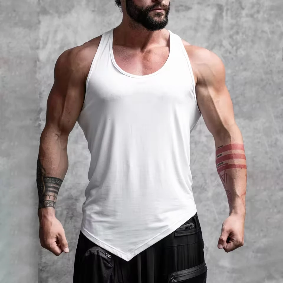 Men'S Bodybuilding Fitness Tank Shirt Summer Sports Fitness Vest Men'S Casual Training Elastic Breathable Fashion Shirt Men
