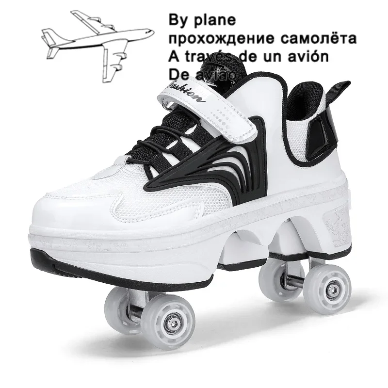 Casual Sneakers Walk Roller Skates Deform Runaway Czterokołowe łyżwy dla dorosłych mężczyzn Kobiety Unisex Dziecko Deform Wheel Parkour Shoes